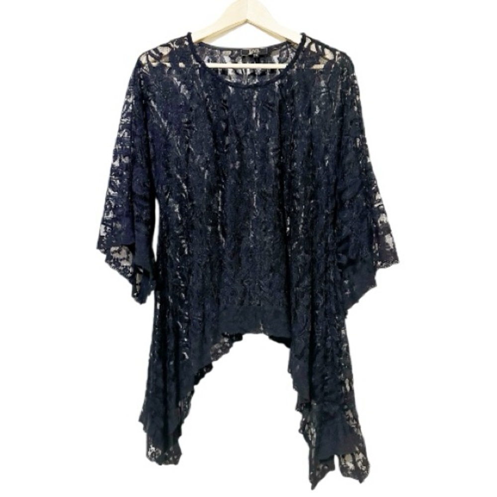 L&B Luckky & Blessed Stretchy Black Asymmetrical Hem Women’s Blouse Top Size XL